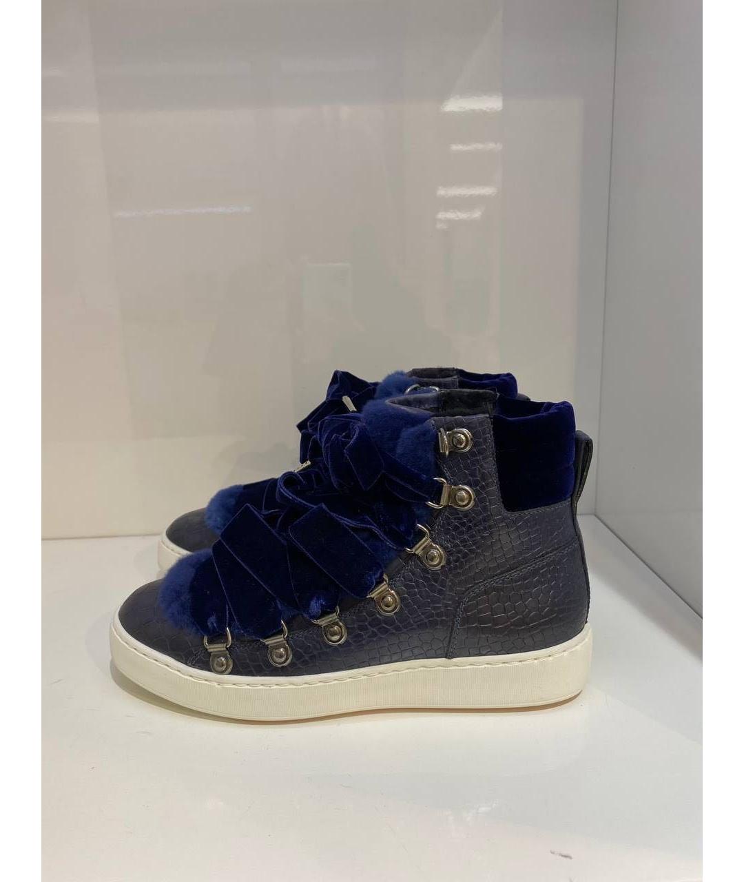 SANTONI Синие кожаные кеды, фото 4