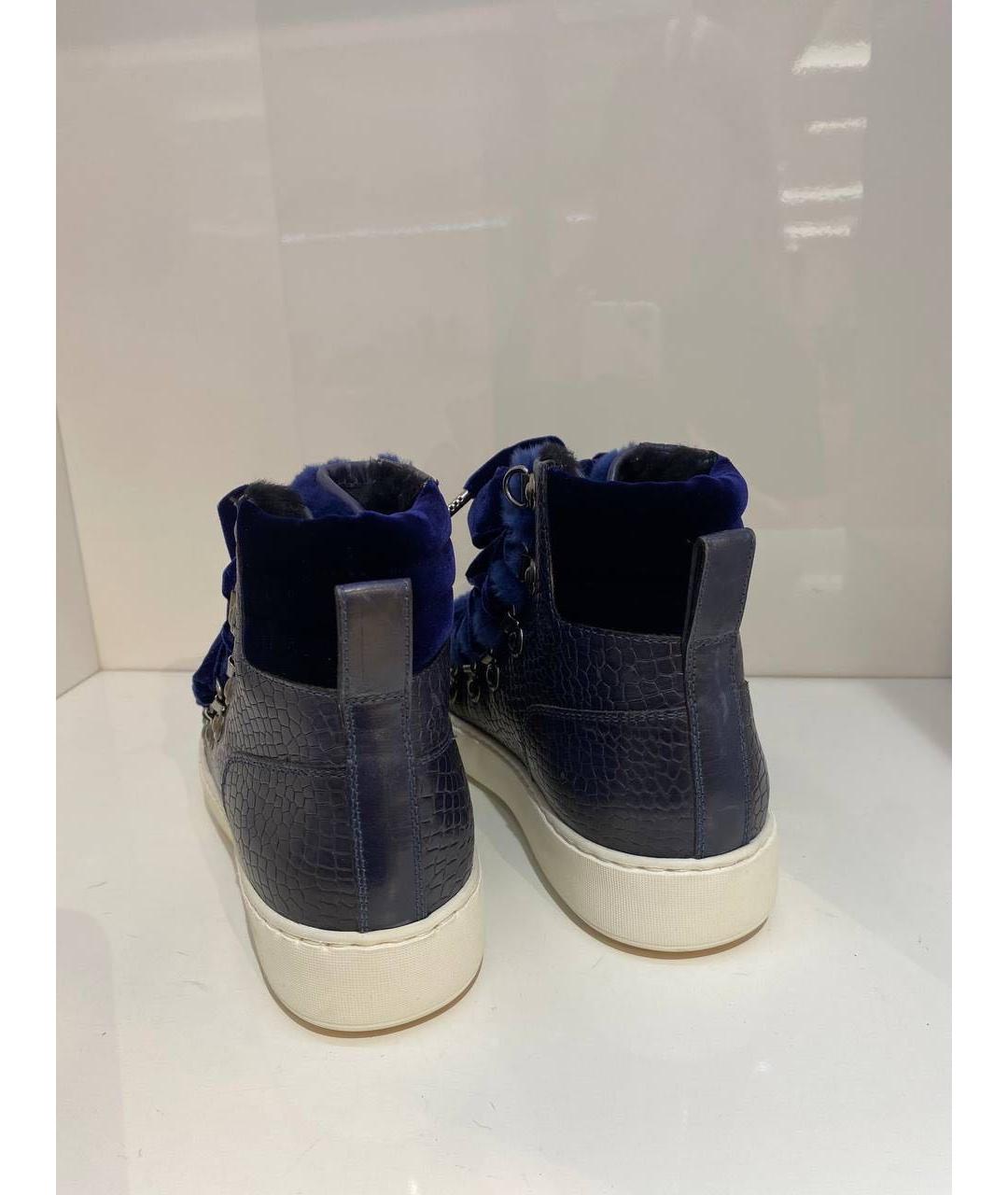 SANTONI Синие кожаные кеды, фото 3