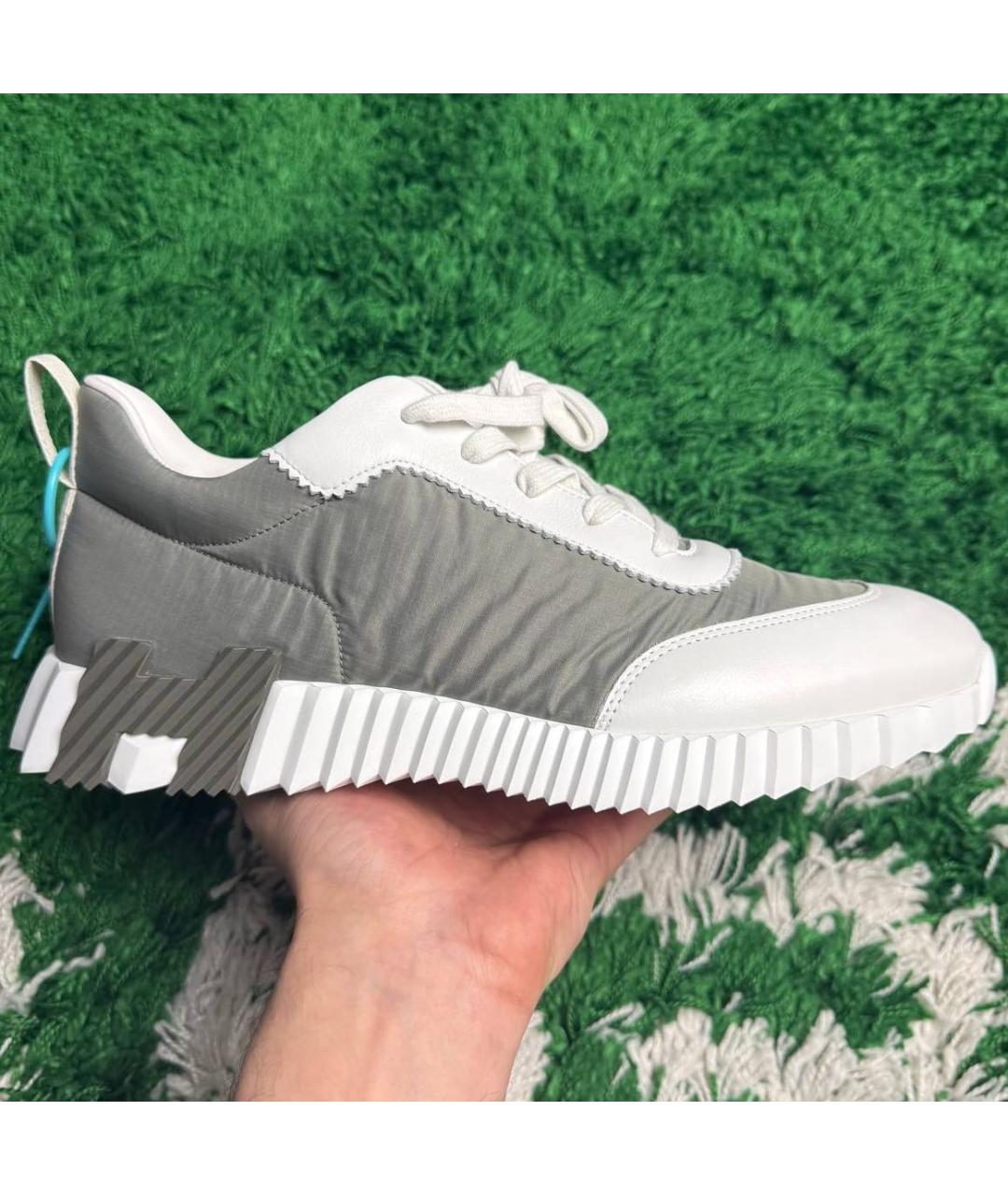 HERMES Серые текстильные высокие кроссовки / кеды, фото 9