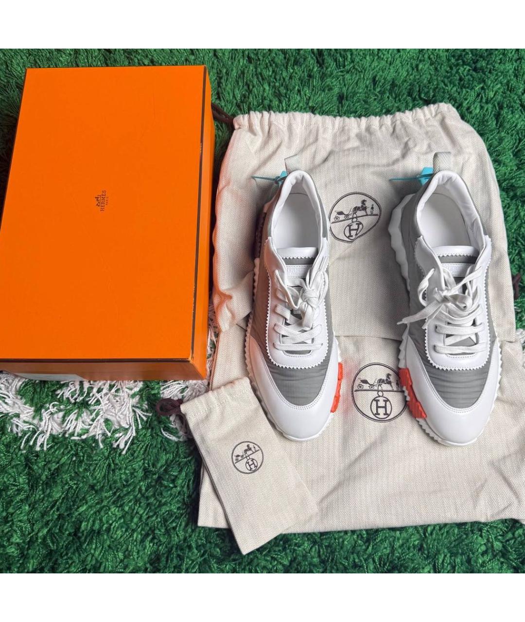 HERMES Серые текстильные высокие кроссовки / кеды, фото 4