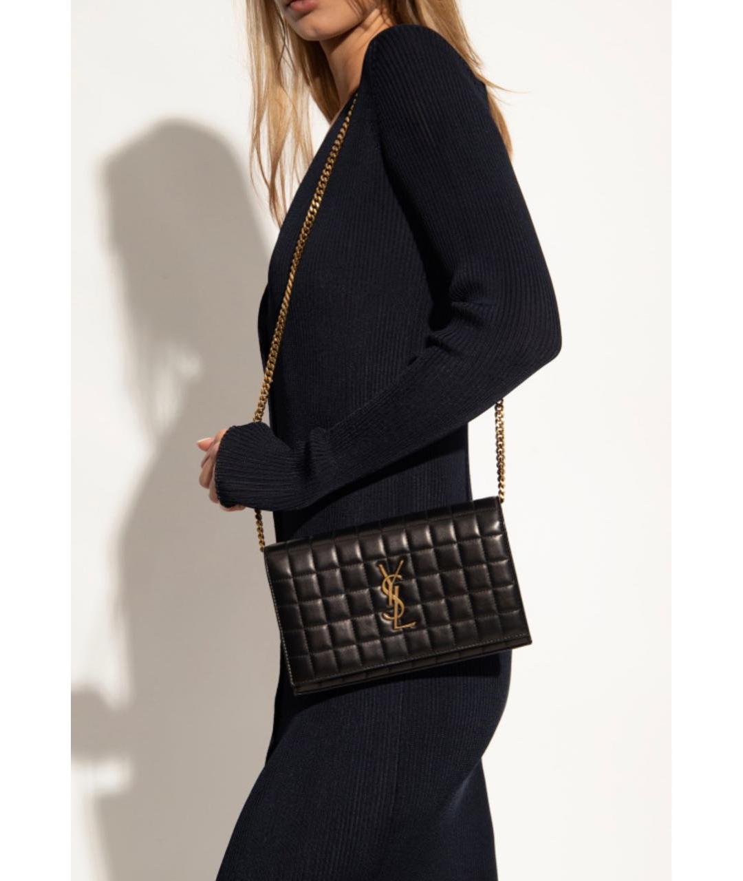 SAINT LAURENT Черная кожаная сумка через плечо, фото 2