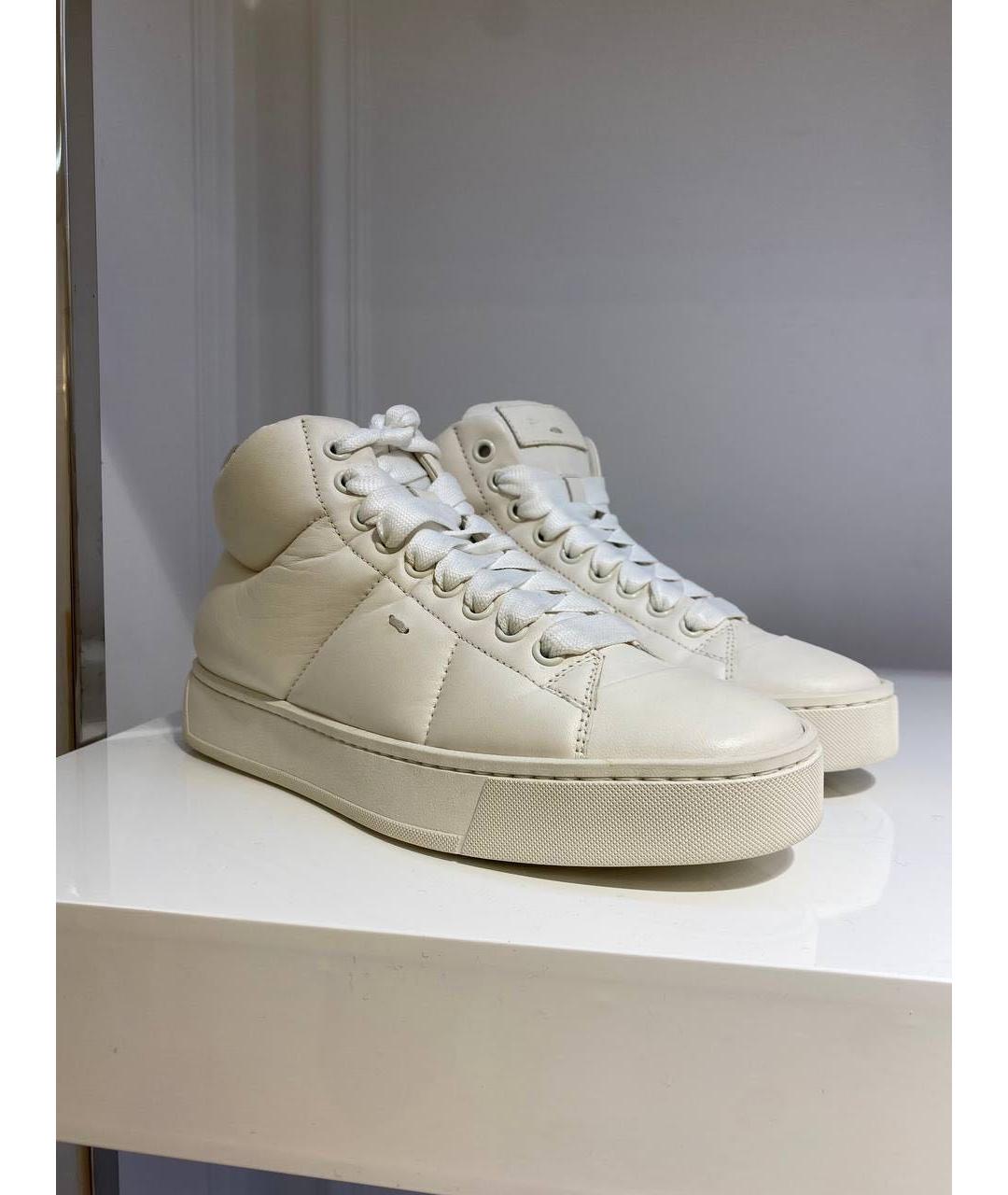 SANTONI Белые кожаные кеды, фото 2