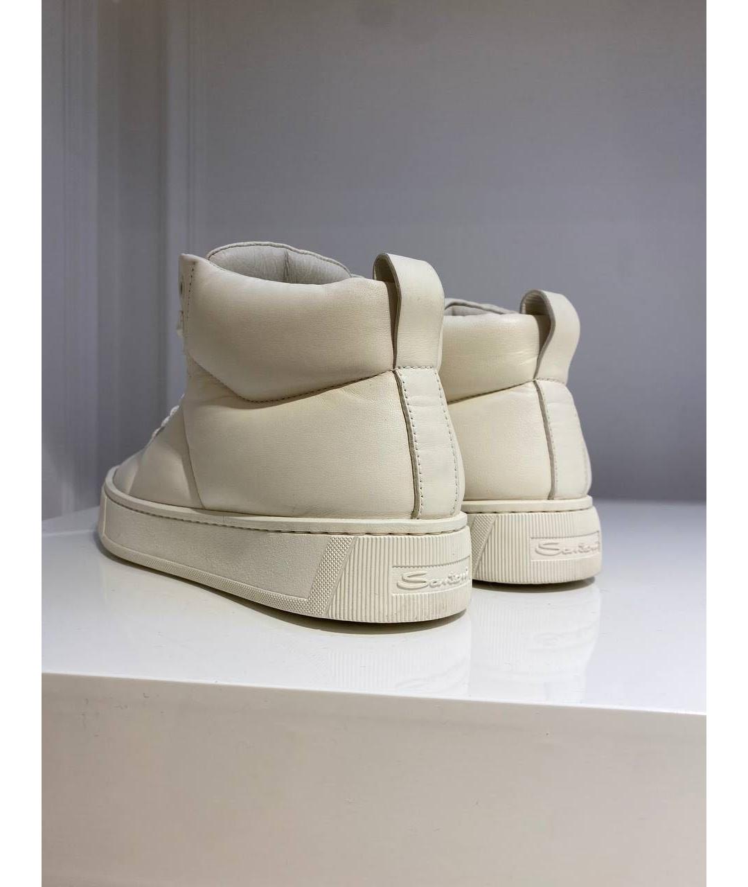 SANTONI Белые кожаные кеды, фото 3