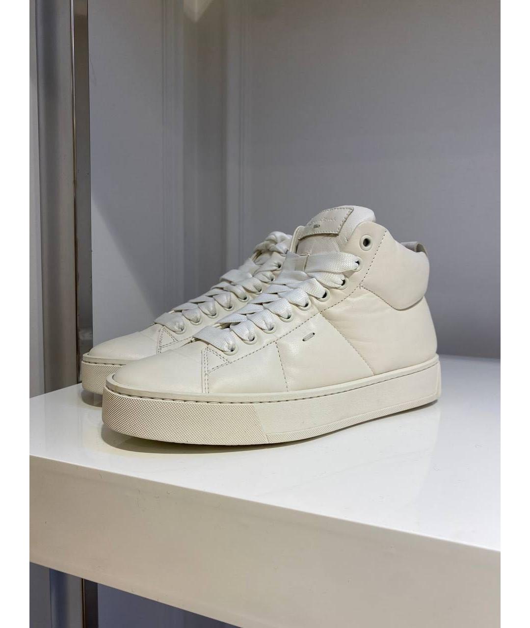 SANTONI Белые кожаные кеды, фото 4