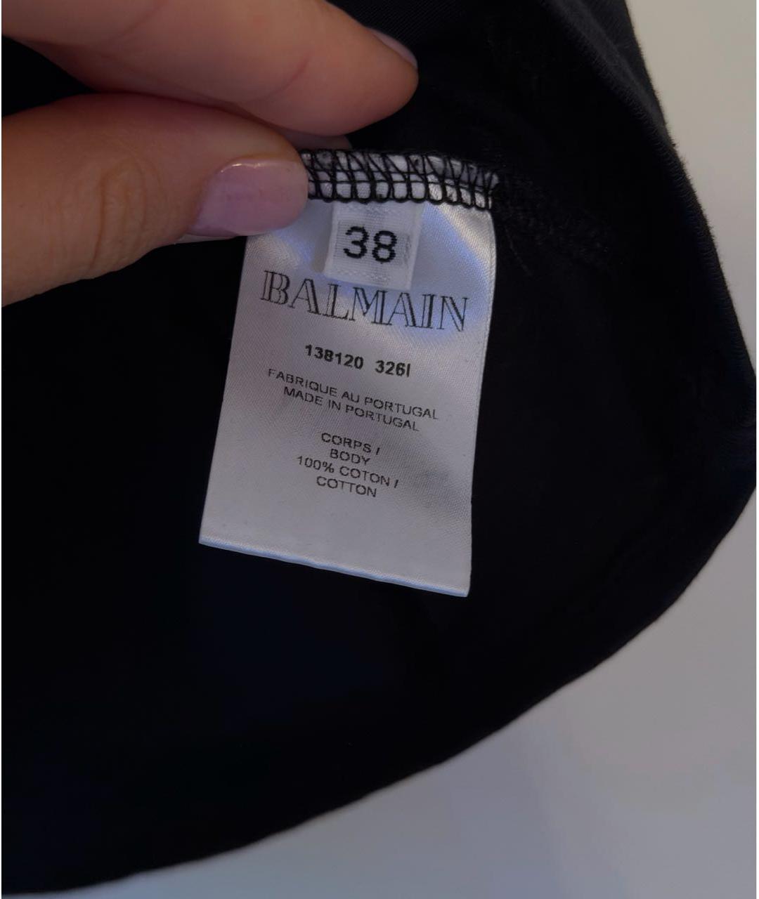 BALMAIN Черная хлопковая футболка, фото 3