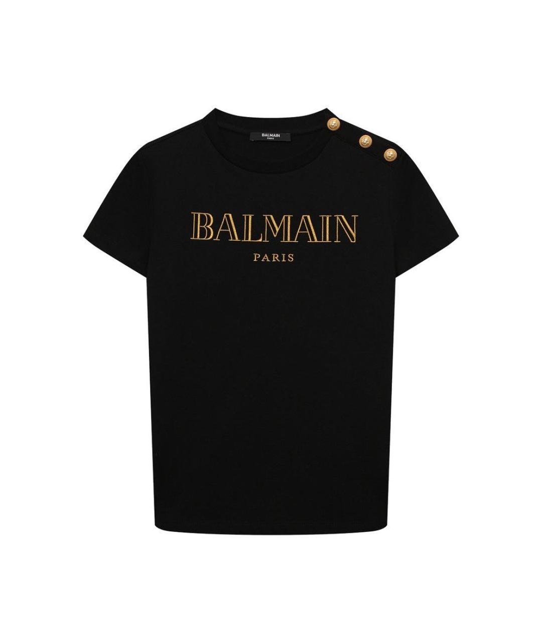 BALMAIN Черная хлопковая футболка, фото 1