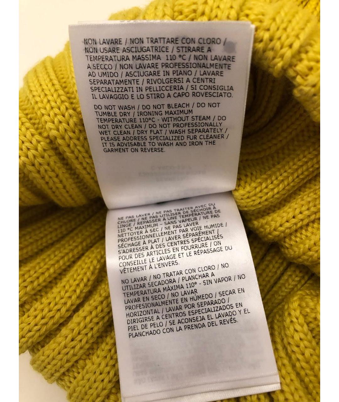 MONCLER Желтая шерстяная шапка, фото 6