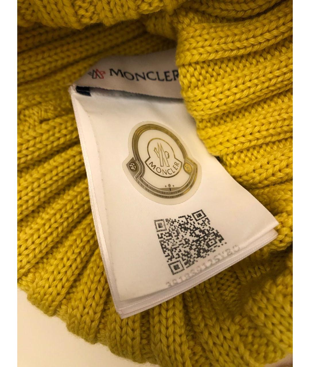 MONCLER Желтая шерстяная шапка, фото 3