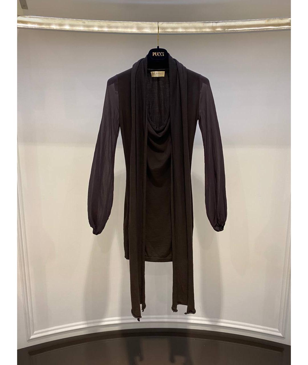 EMILIO PUCCI Коричневое кашемировое вечернее платье, фото 4