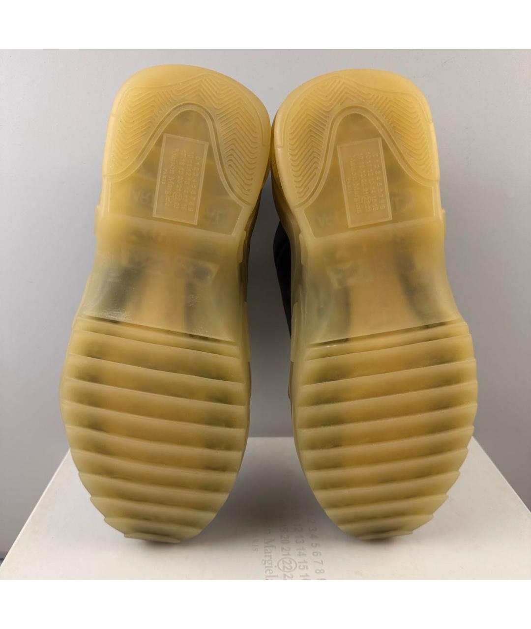 MAISON MARGIELA Черные кожаные низкие кроссовки / кеды, фото 6