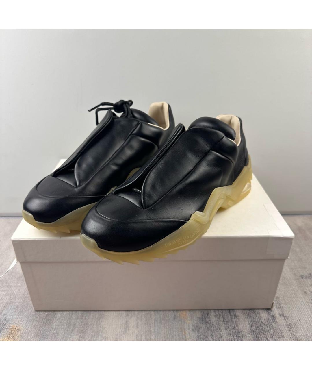 MAISON MARGIELA Черные кожаные низкие кроссовки / кеды, фото 3