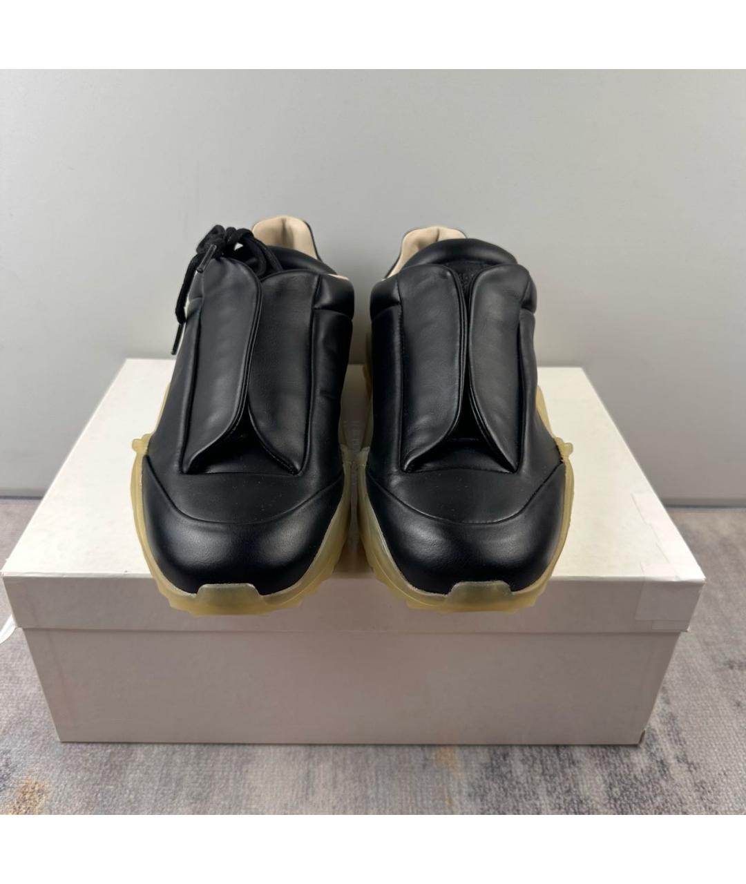 MAISON MARGIELA Черные кожаные низкие кроссовки / кеды, фото 2