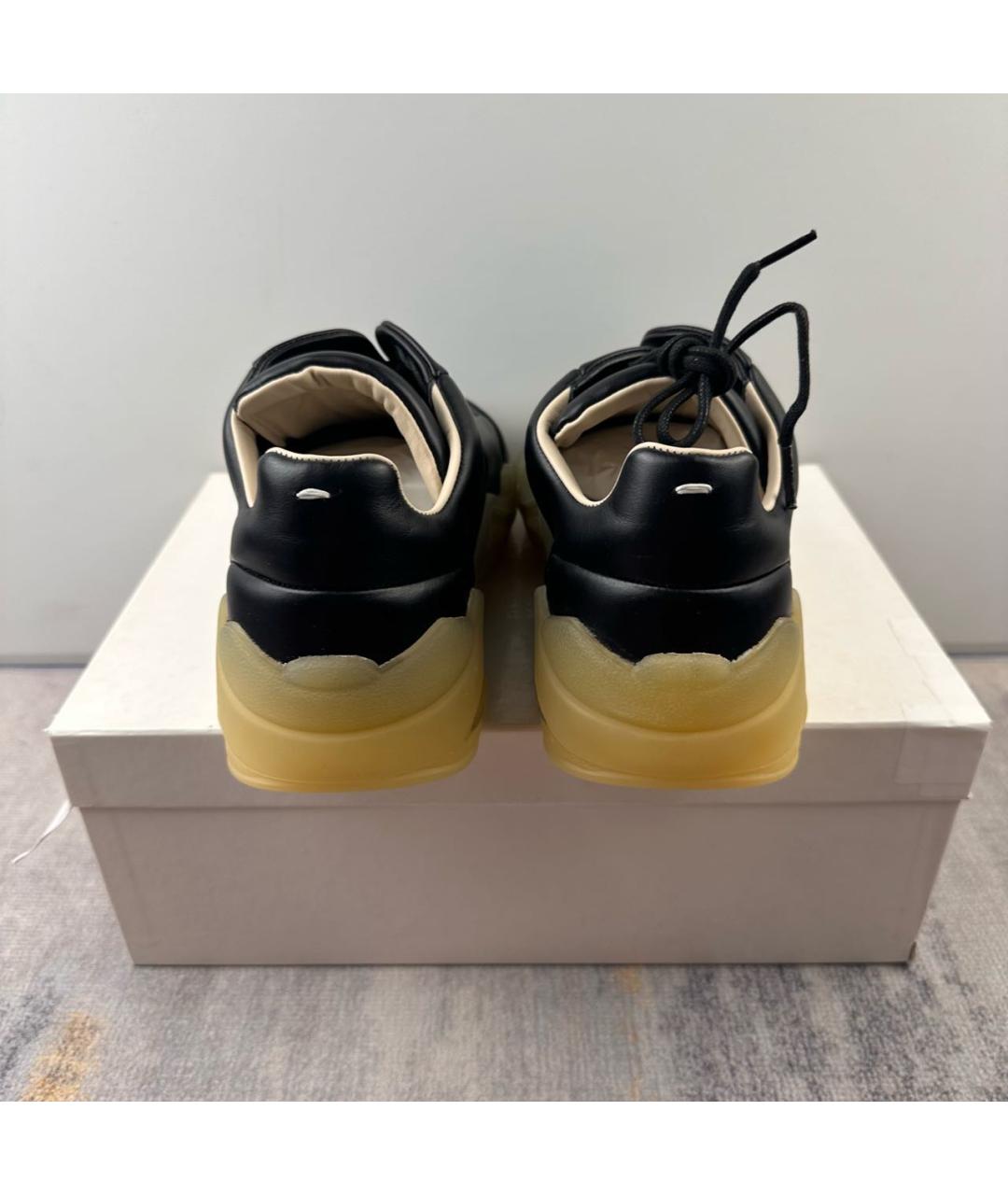 MAISON MARGIELA Черные кожаные низкие кроссовки / кеды, фото 5