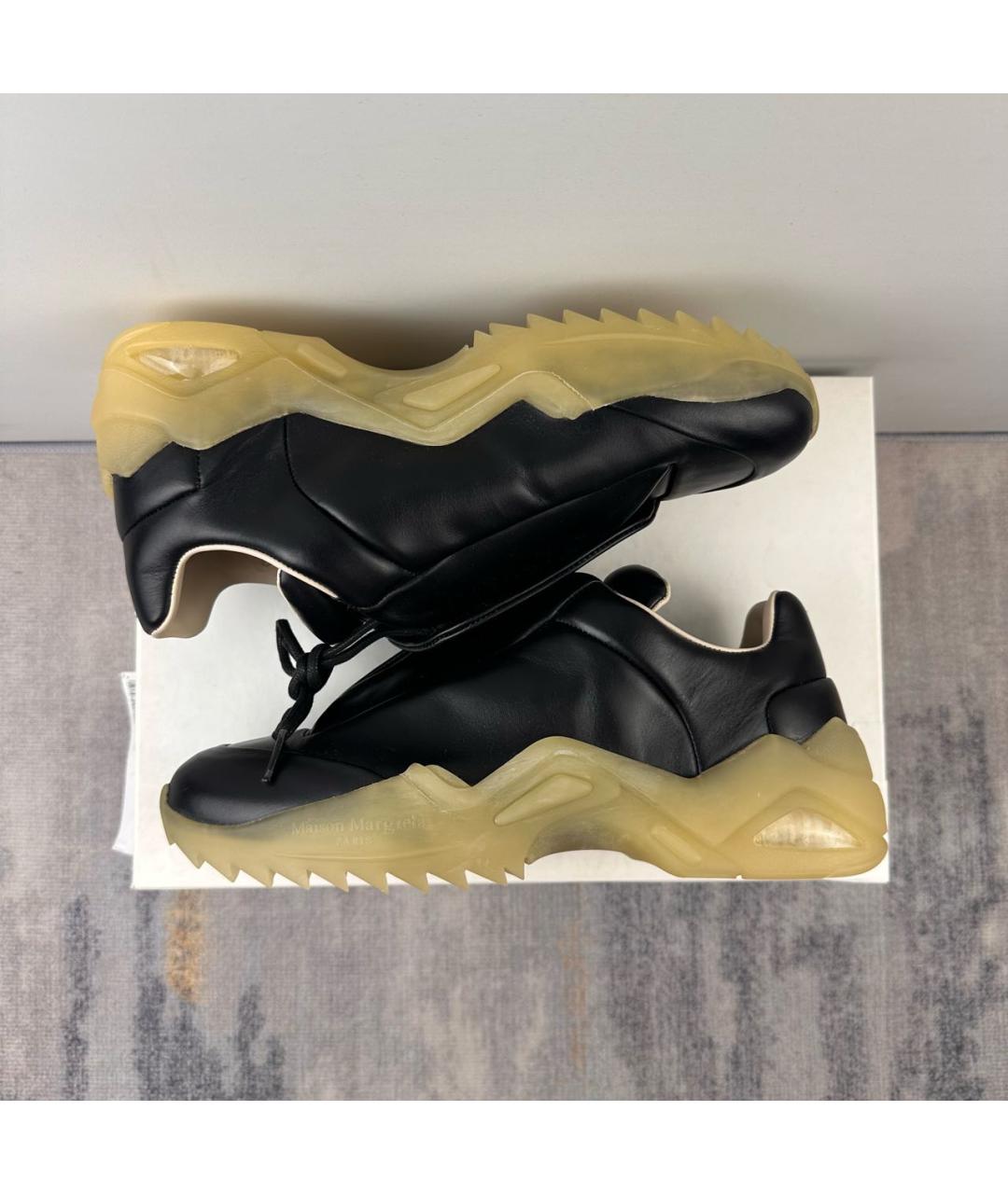 MAISON MARGIELA Черные кожаные низкие кроссовки / кеды, фото 7