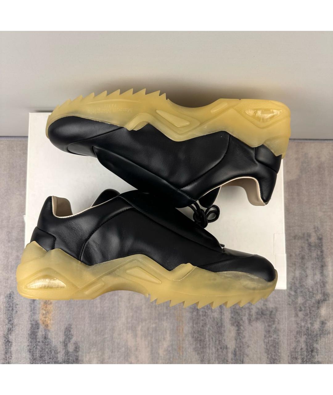 MAISON MARGIELA Черные кожаные низкие кроссовки / кеды, фото 4