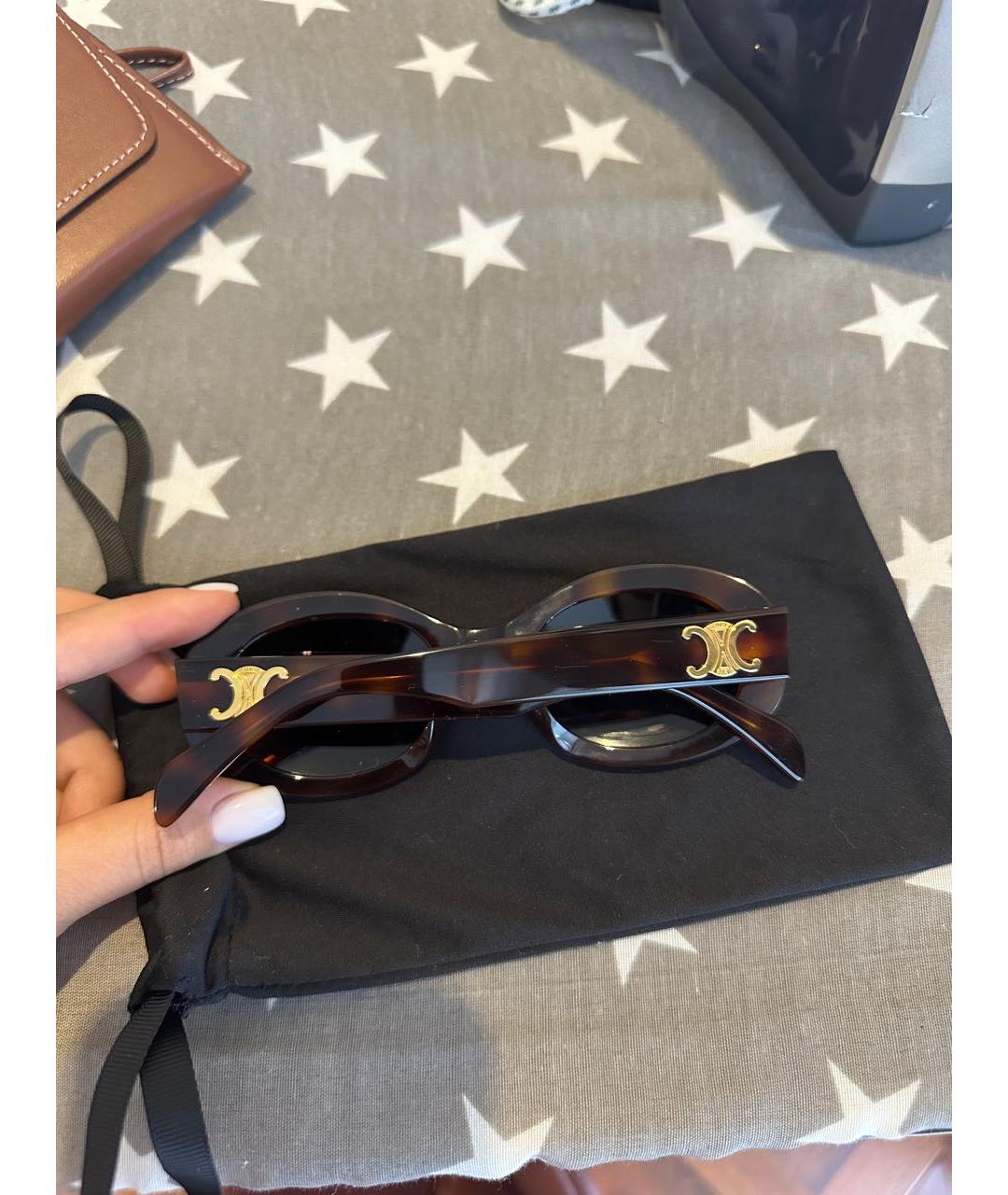 CELINE Коричневые пластиковые солнцезащитные очки, фото 7