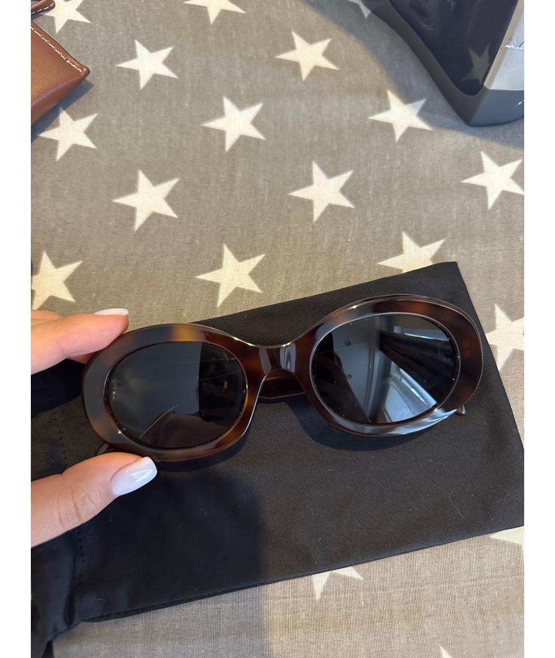 CELINE Коричневые пластиковые солнцезащитные очки, фото 8