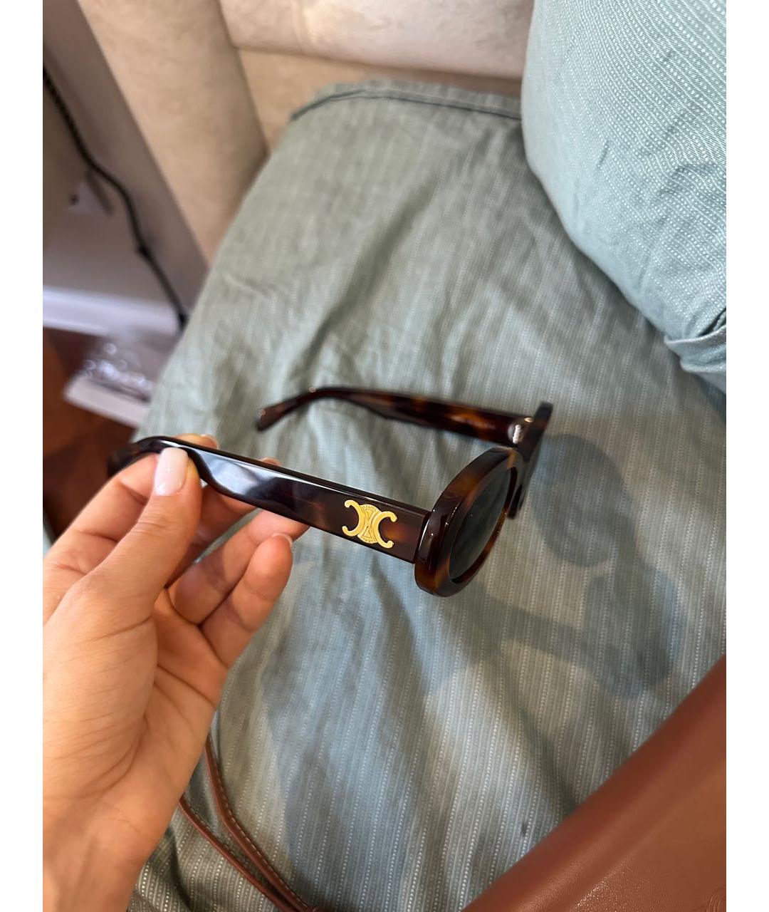 CELINE Коричневые пластиковые солнцезащитные очки, фото 2