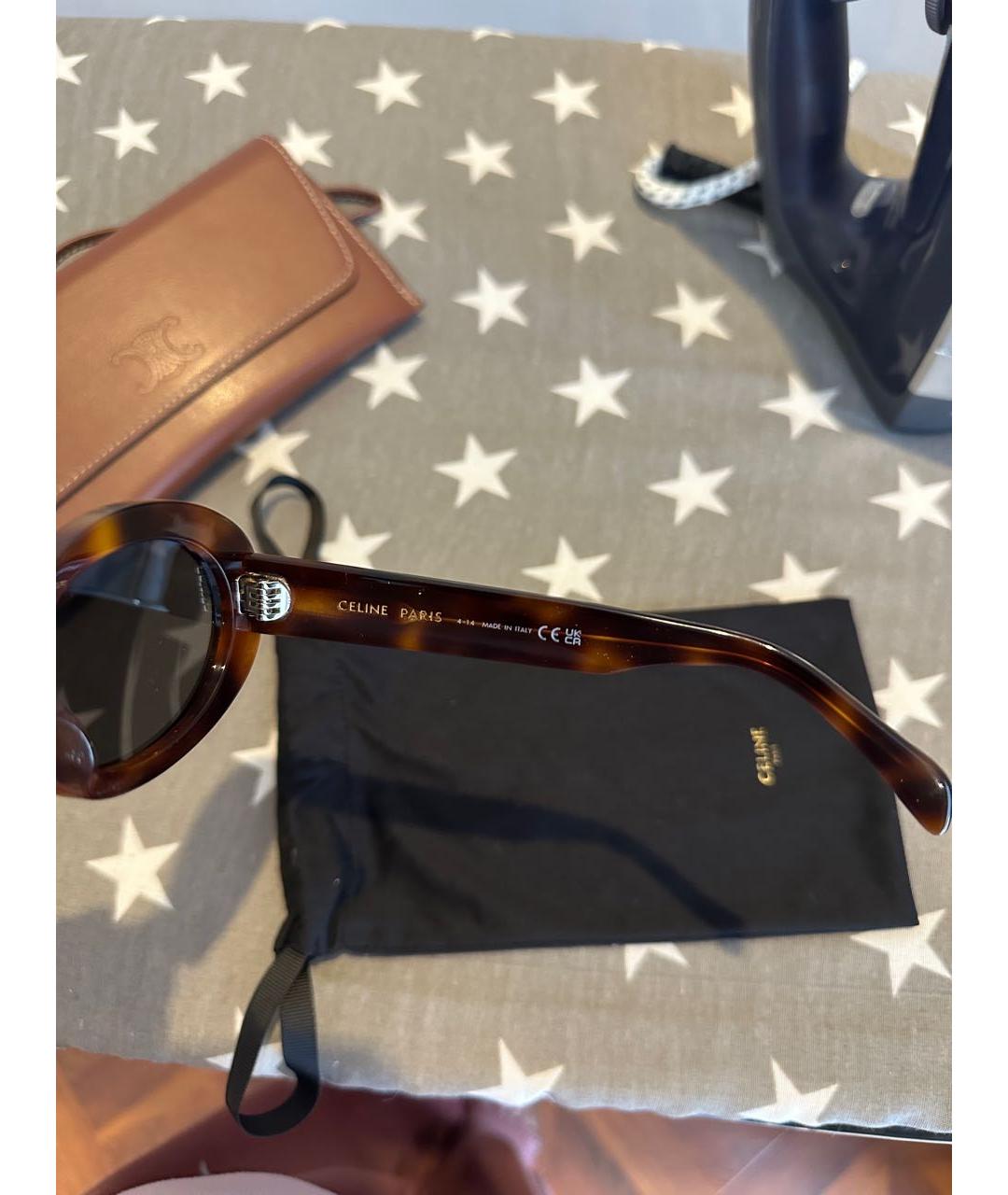 CELINE Коричневые пластиковые солнцезащитные очки, фото 6