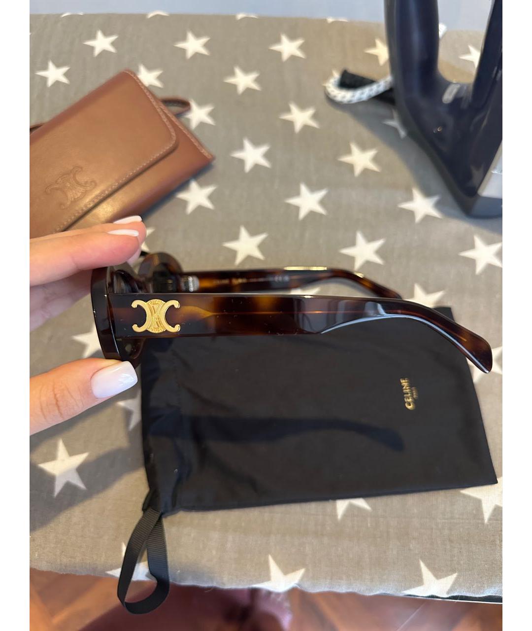 CELINE Коричневые пластиковые солнцезащитные очки, фото 3