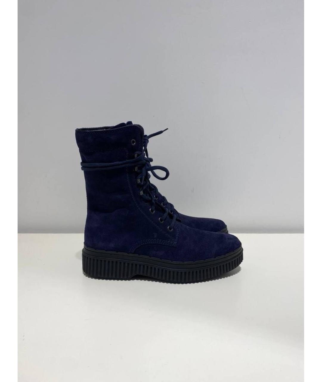 TOD'S Темно-синие замшевые ботинки, фото 4