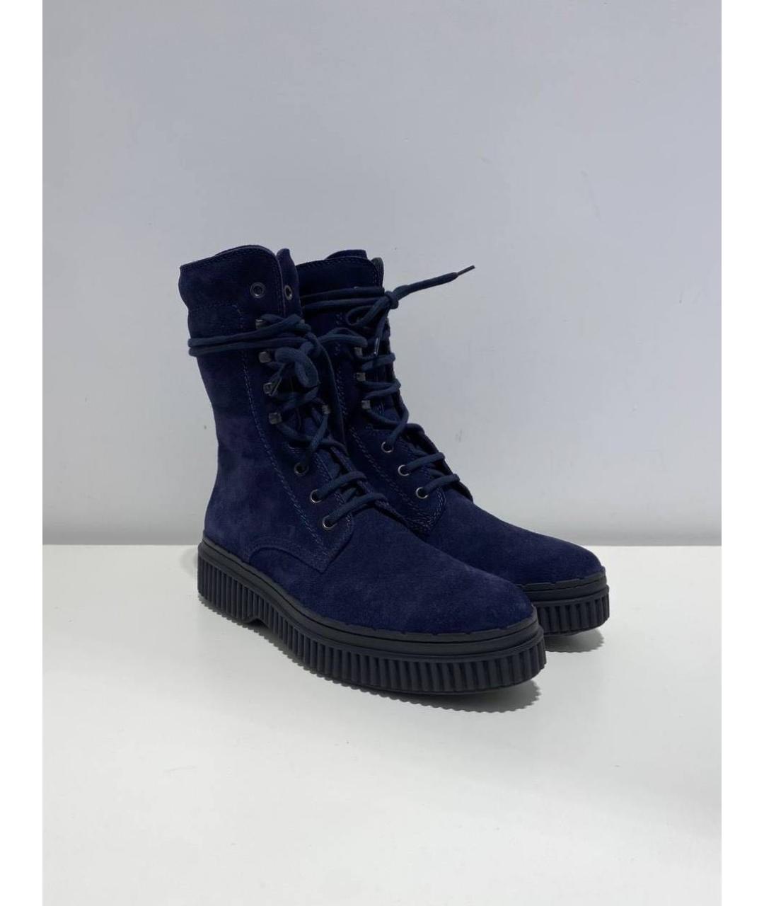 TOD'S Темно-синие замшевые ботинки, фото 2