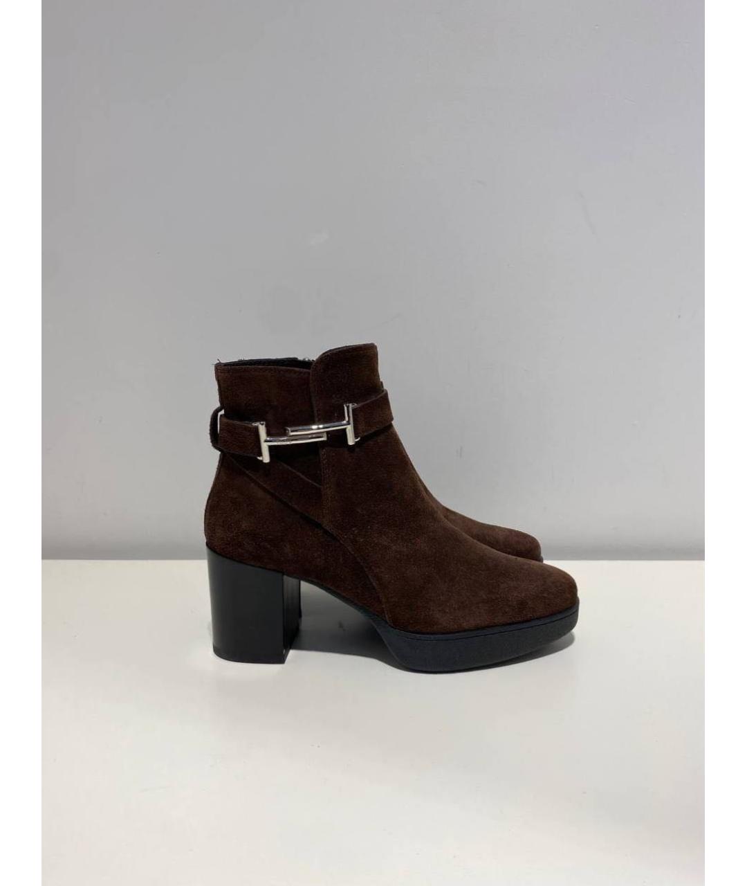 TOD'S Коричневые замшевые ботильоны, фото 4