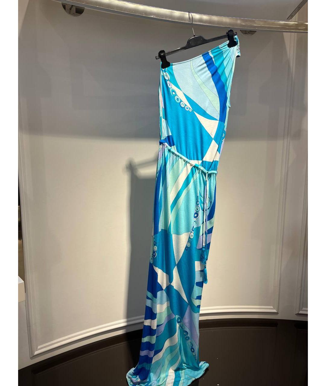 EMILIO PUCCI Голубое хлопковое вечернее платье, фото 2