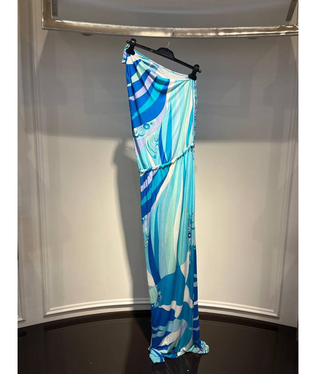 EMILIO PUCCI Голубое хлопковое вечернее платье, фото 3