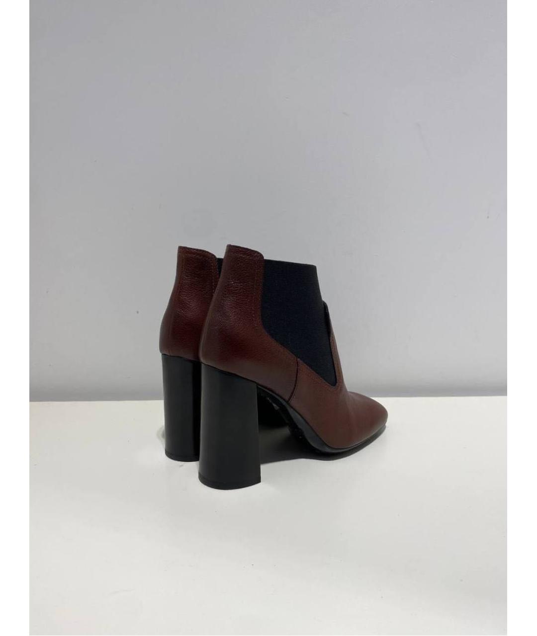 TOD'S Бордовые кожаные ботинки, фото 3