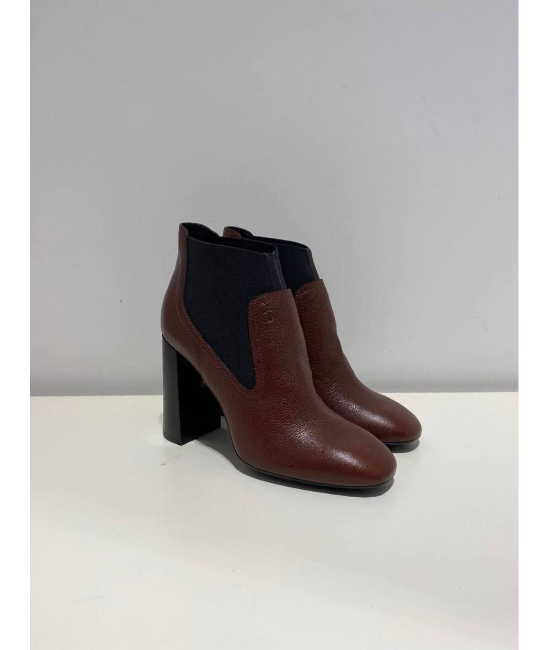 TOD'S Бордовые кожаные ботинки, фото 2