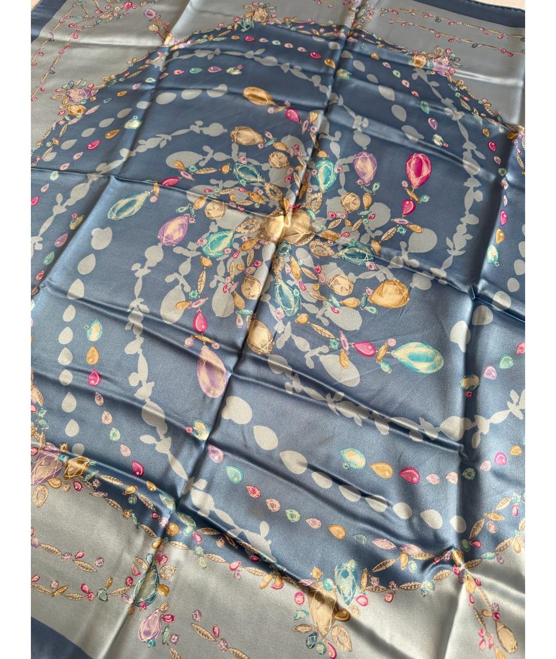 CARTIER Голубой шелковый платок, фото 5