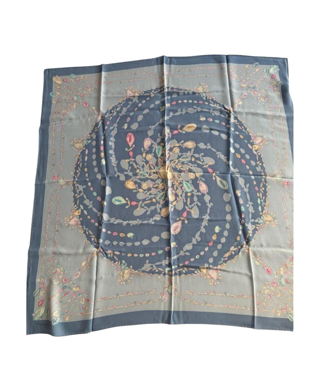 CARTIER Голубой шелковый платок, фото 1