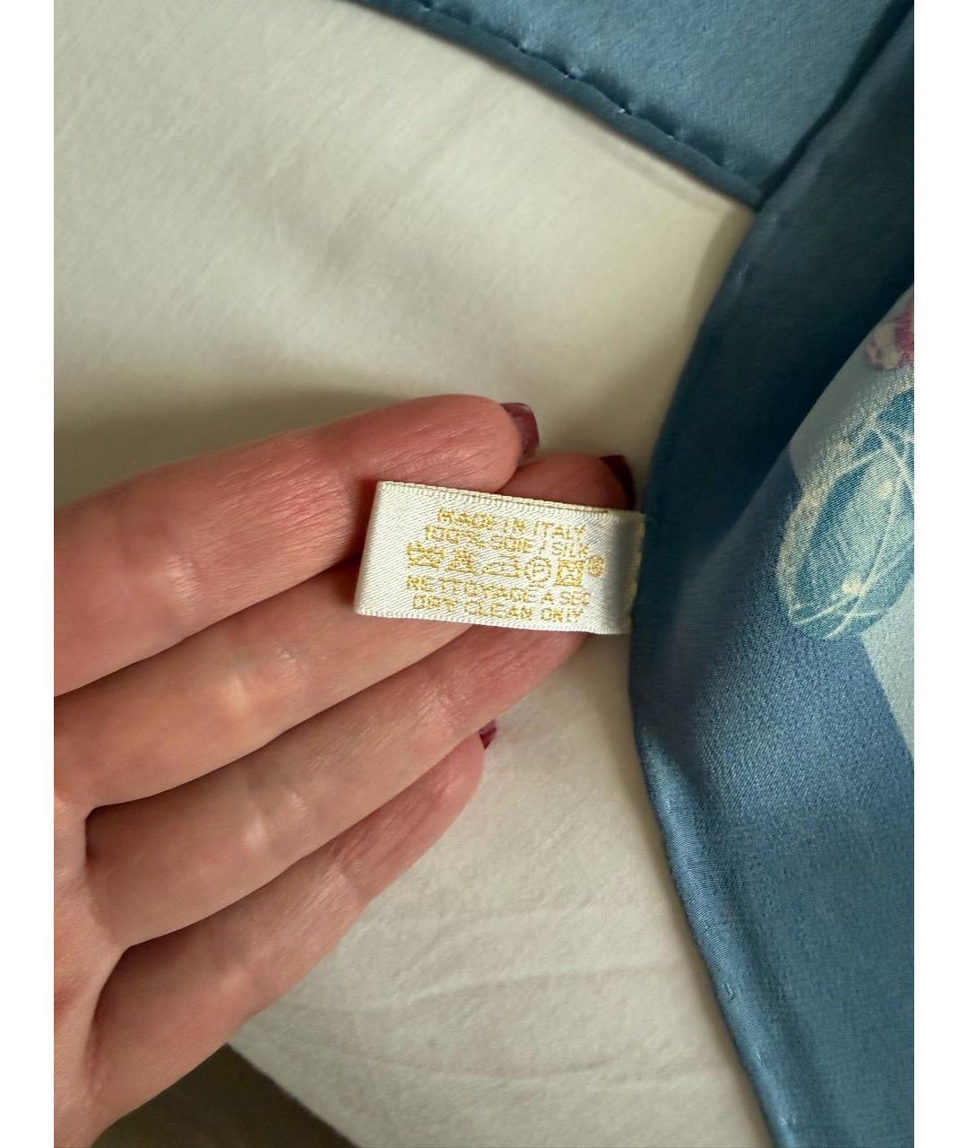 CARTIER Голубой шелковый платок, фото 3