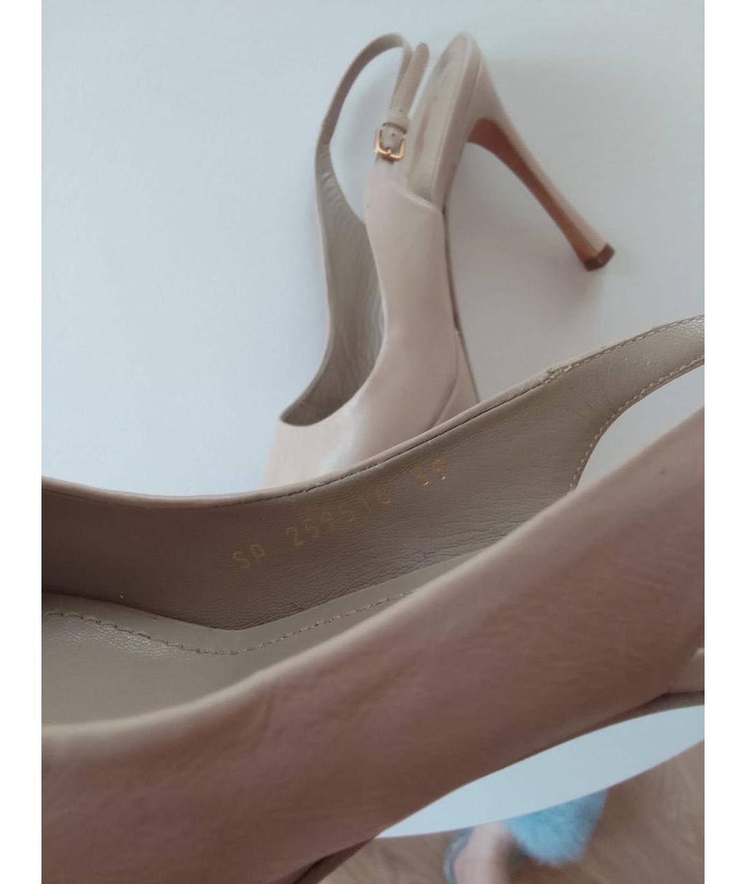 SAINT LAURENT Серые кожаные босоножки, фото 5