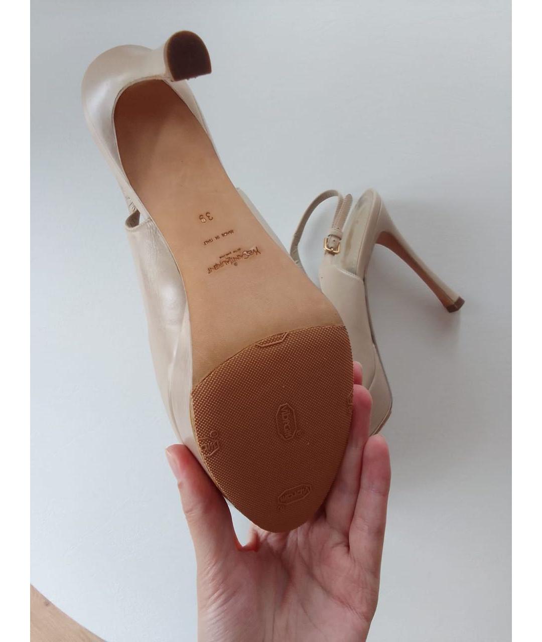 SAINT LAURENT Серые кожаные босоножки, фото 6