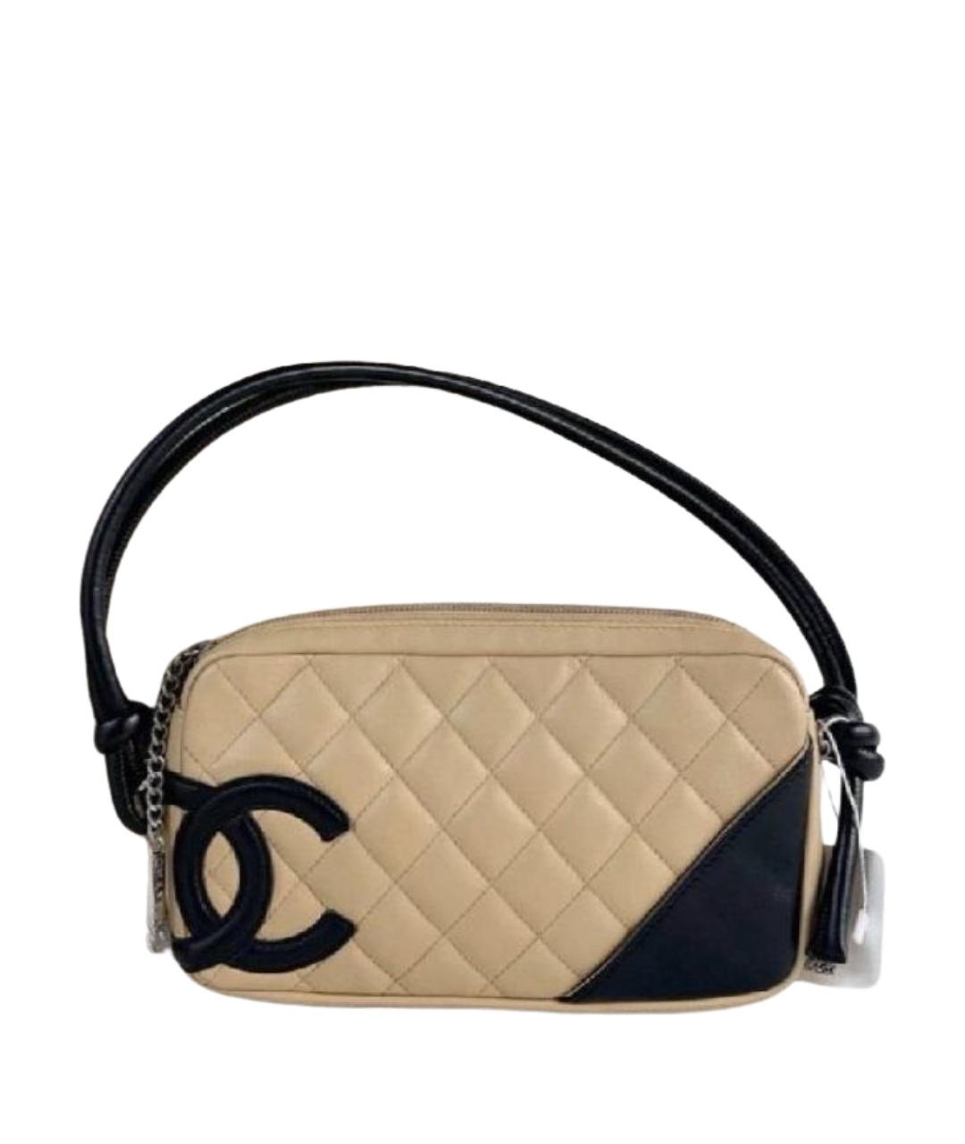 CHANEL Бежевая кожаная сумка с короткими ручками, фото 1