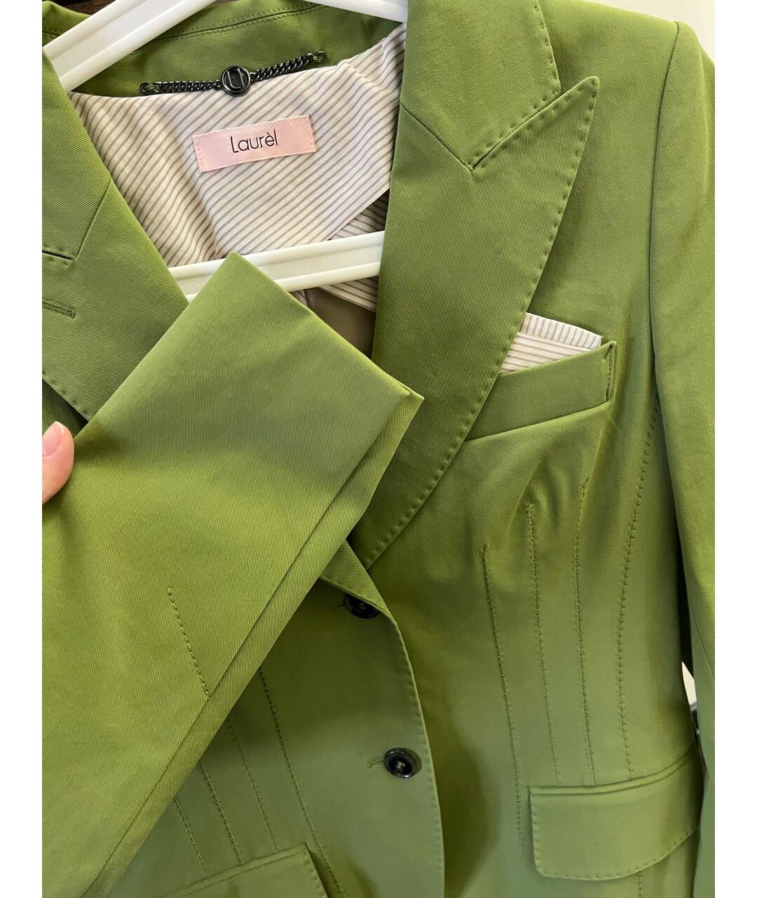 LAUREL Зеленый хлопко-эластановый жакет/пиджак, фото 5