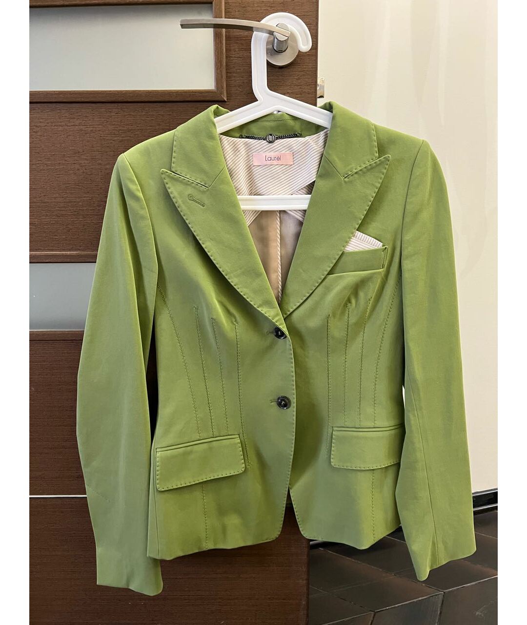 LAUREL Зеленый хлопко-эластановый жакет/пиджак, фото 8