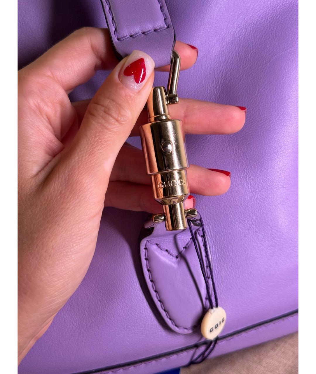 GUCCI Фиолетовая кожаная сумка через плечо, фото 4