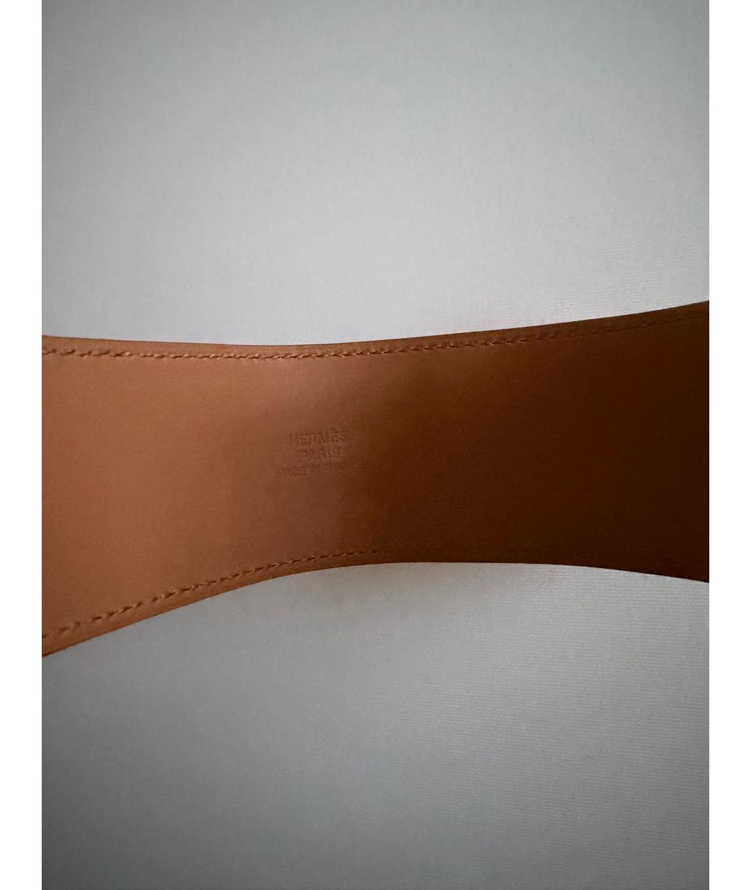 HERMES Оранжевый кожаный браслет, фото 3