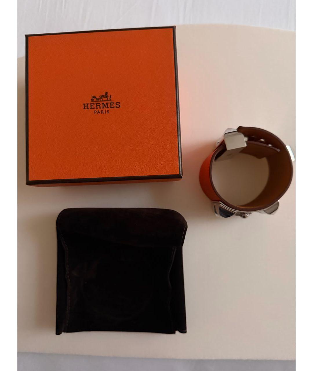 HERMES Оранжевый кожаный браслет, фото 2