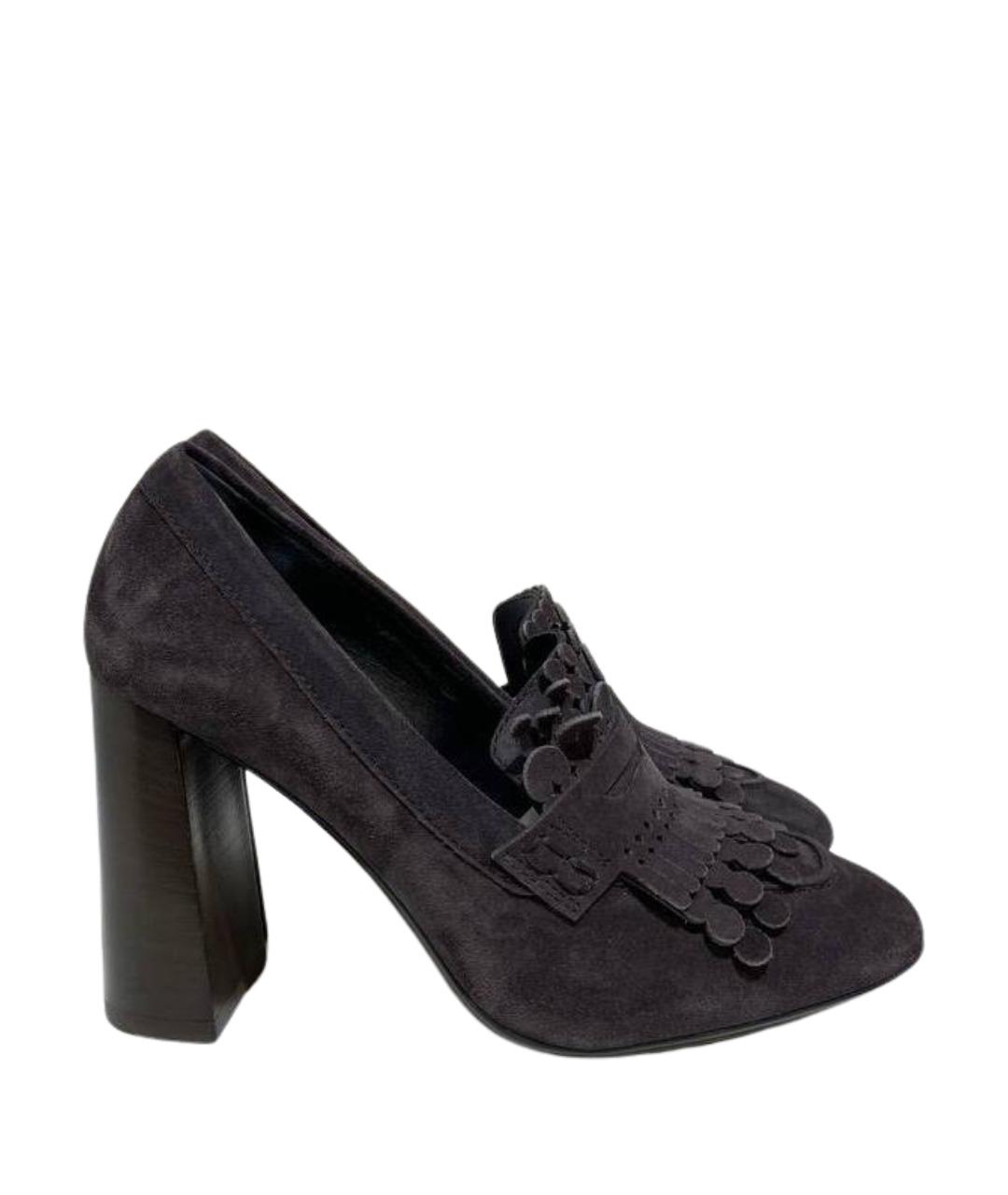 TOD'S Антрацитовые замшевые туфли, фото 1
