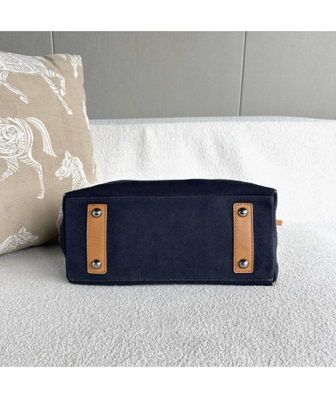 CHANEL Темно-синяя тканевая пляжная сумка, фото 9