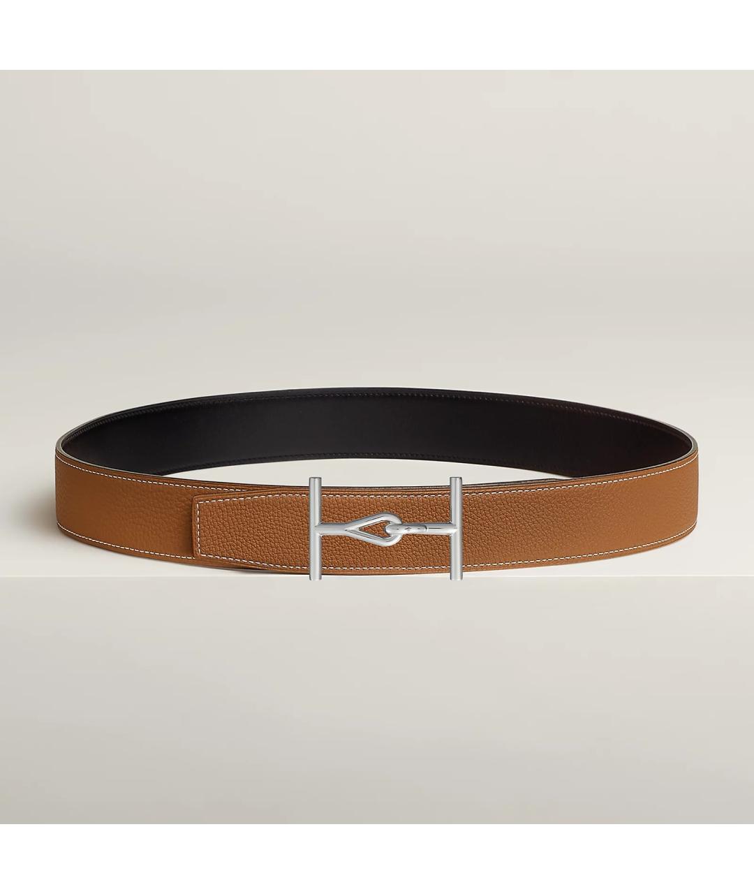 HERMES Черный кожаный ремень, фото 2