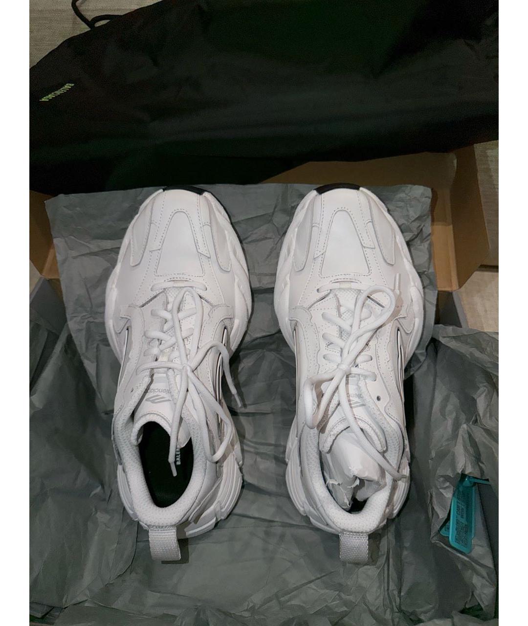 BALENCIAGA Белые кожаные низкие кроссовки / кеды, фото 3