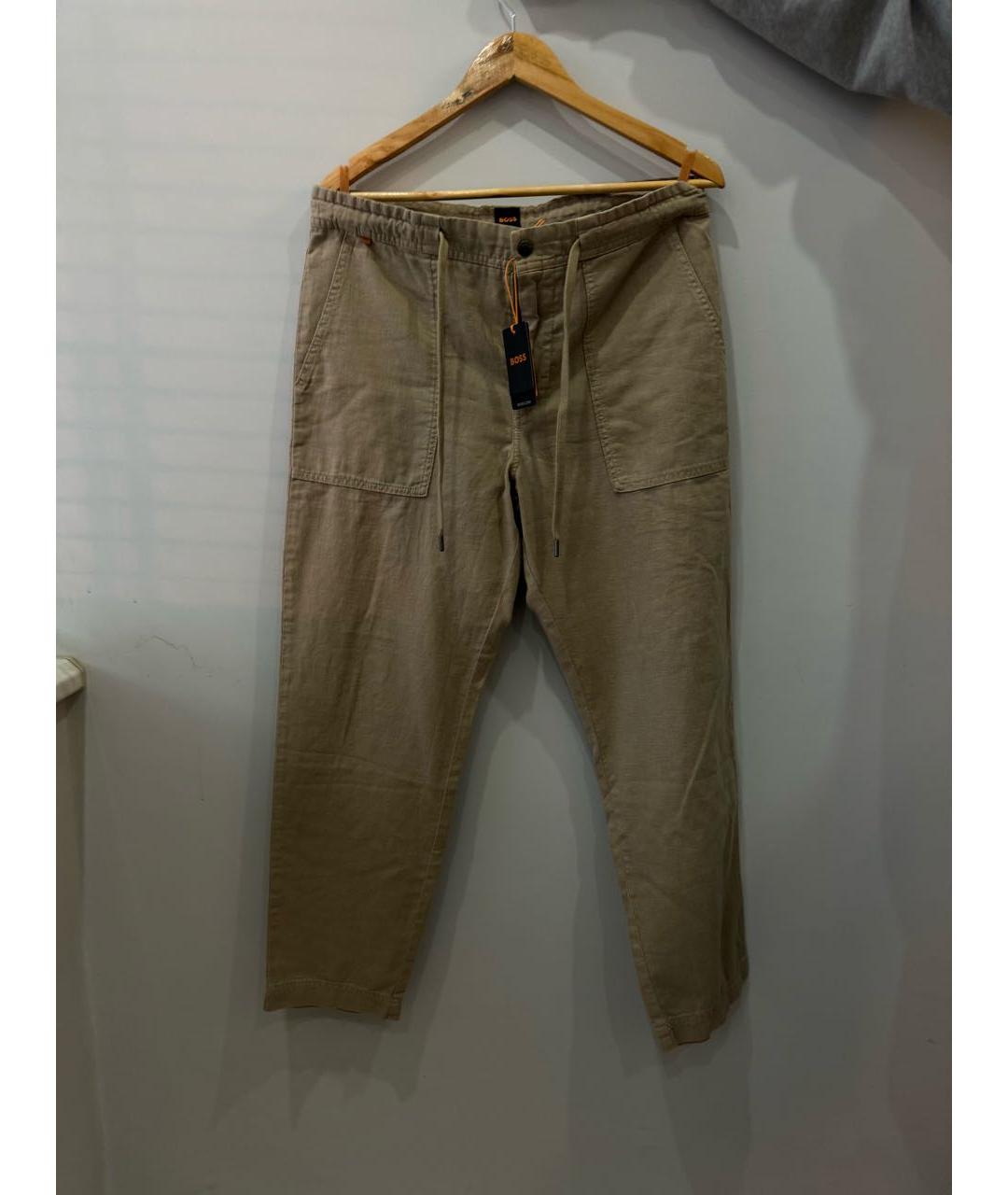 HUGO BOSS Бежевые хлопковые повседневные брюки, фото 7