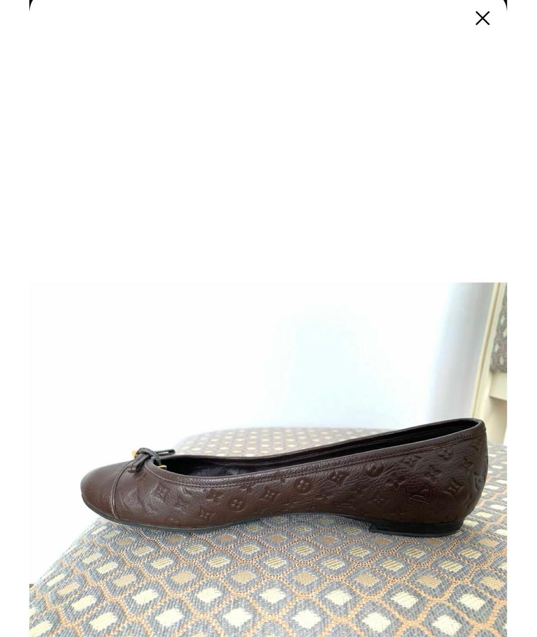 LOUIS VUITTON Коричневые кожаные балетки, фото 5