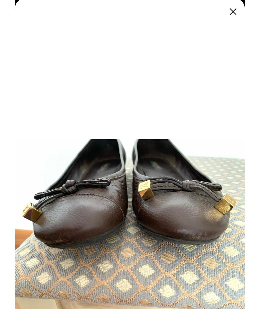 LOUIS VUITTON Коричневые кожаные балетки, фото 8