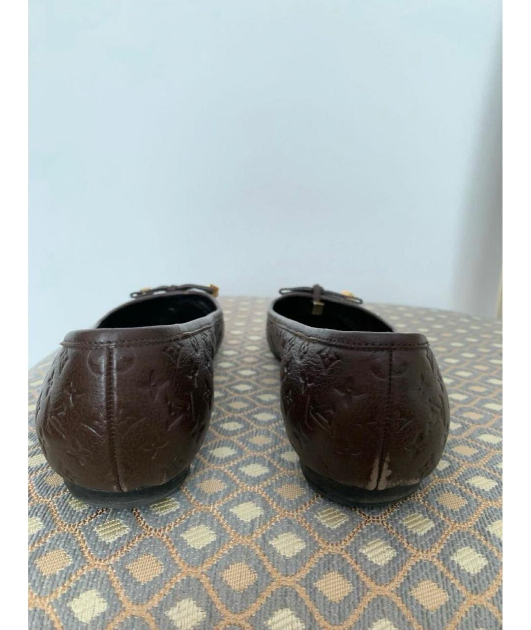 LOUIS VUITTON Коричневые кожаные балетки, фото 4